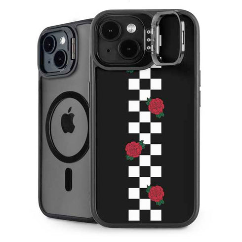 Rose Checkerboard iPhone 15 Kickstand Case